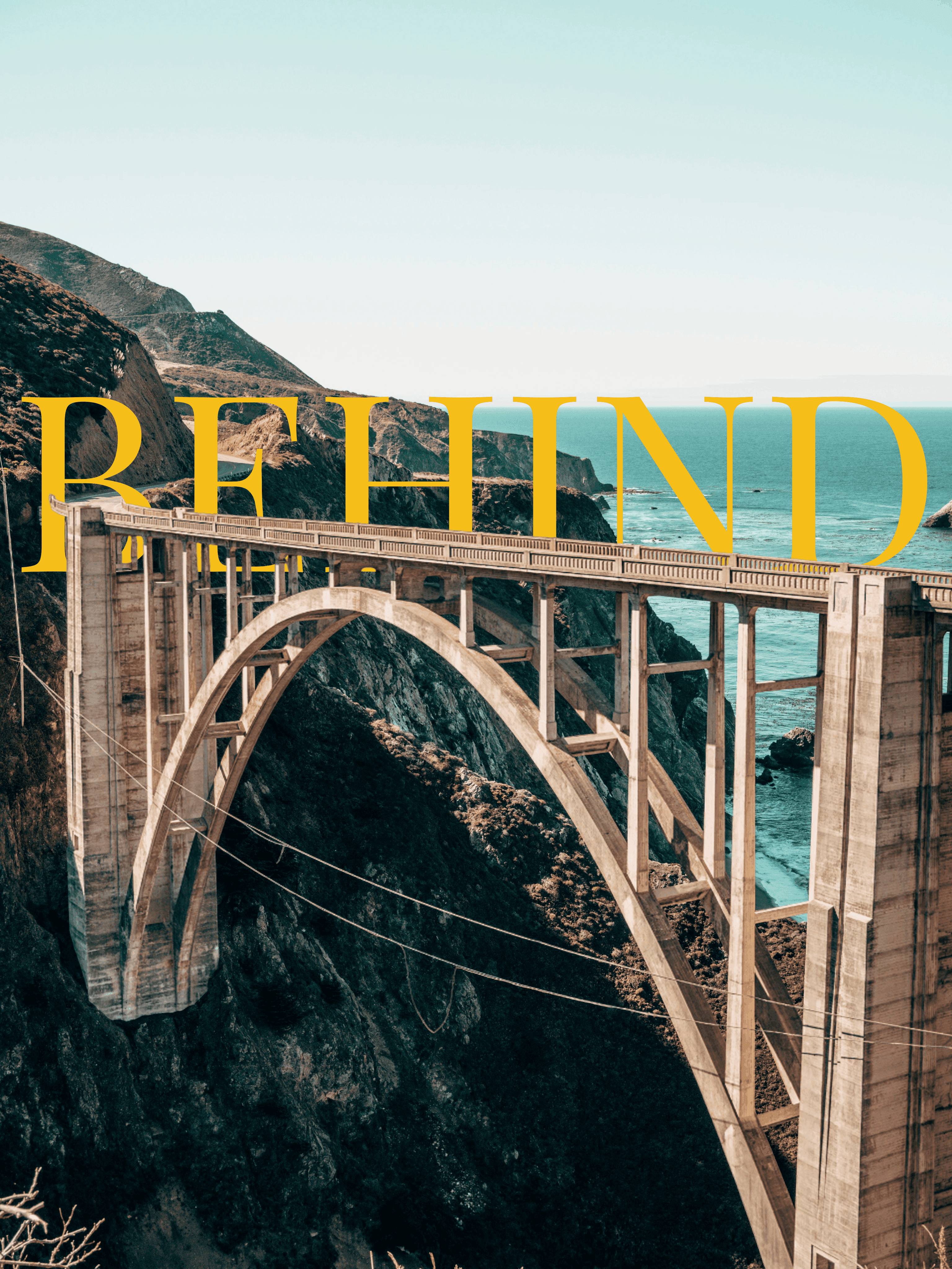 Text behind image effect — BEHIND text placed behind a bridge